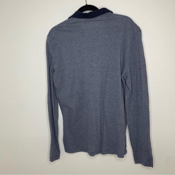 Theory blue stripe knit long sleeve polo top - Picture 5 of 7